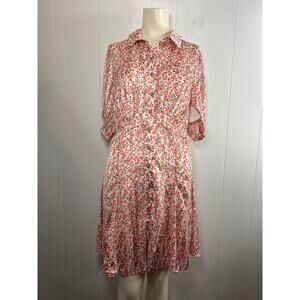 ❤️‍🔥BOGO FREE NWOT Melloday pink floral chiffon button up dress pink large